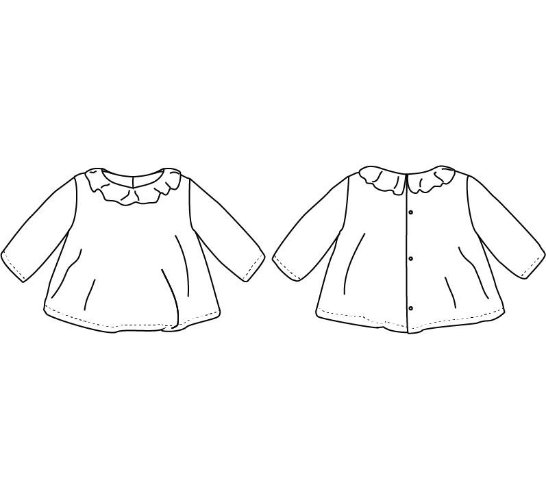 Electre Frilled Collard Blouse Sewing Pattern - Baby 1/4Y - Ikatee - Simplifi Fabric