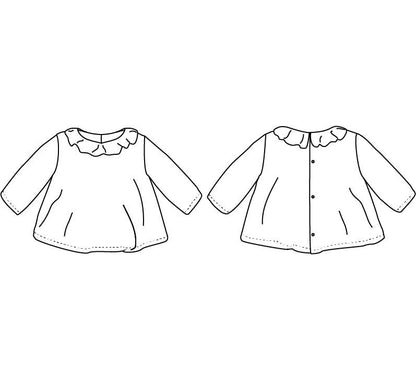 Electre Frilled Collard Blouse Sewing Pattern - Baby 1/4Y - Ikatee - Simplifi Fabric