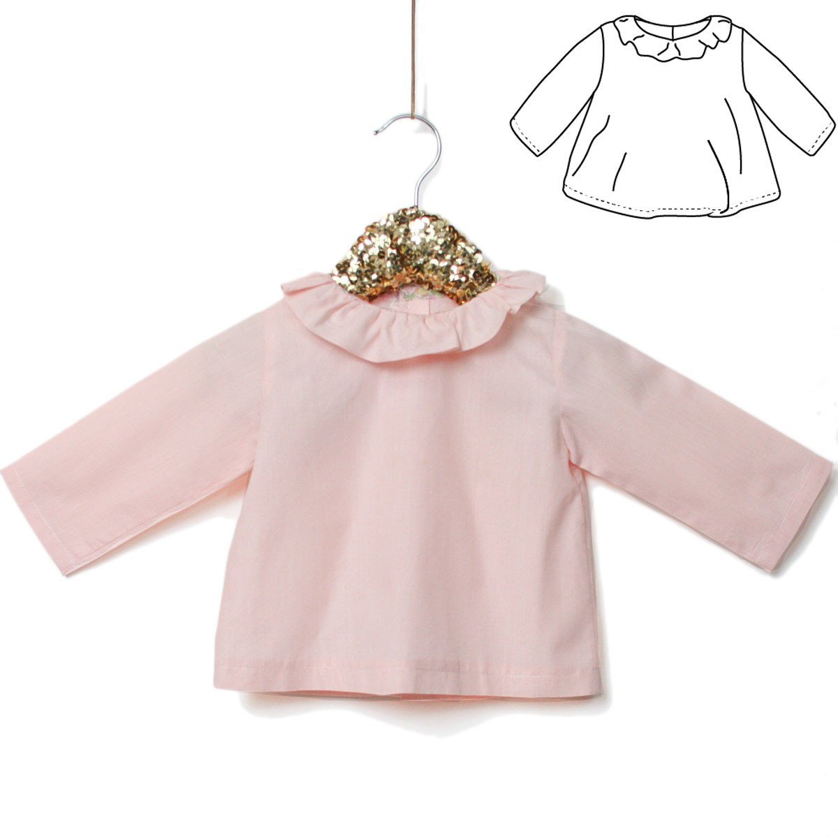 Electre Frilled Collard Blouse Sewing Pattern - Baby 1/4Y - Ikatee - Simplifi Fabric