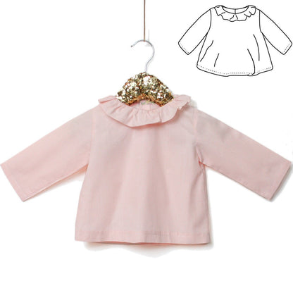 Electre Frilled Collard Blouse Sewing Pattern - Baby 1/4Y - Ikatee - Simplifi Fabric