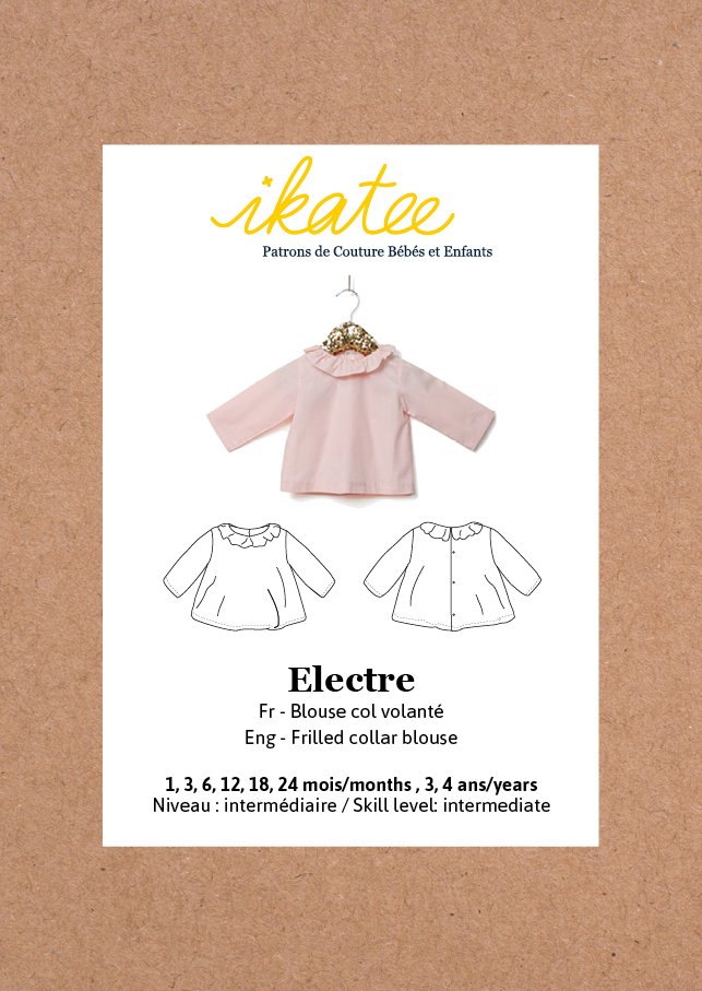 Electre Frilled Collard Blouse Sewing Pattern - Baby 1/4Y - Ikatee - Simplifi Fabric