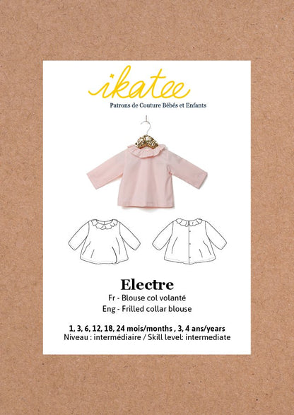 Electre Frilled Collard Blouse Sewing Pattern - Baby 1/4Y - Ikatee - Simplifi Fabric