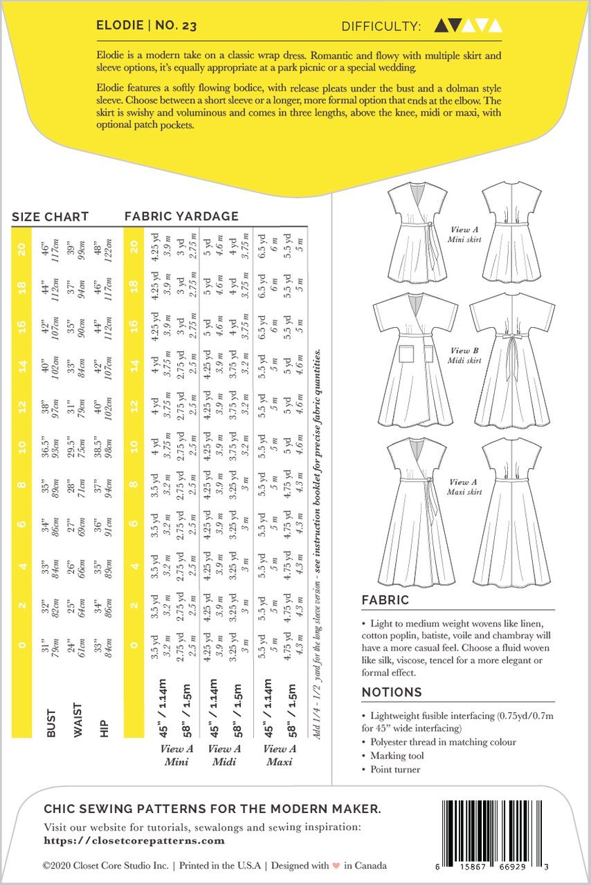 Elodie Wrap Dress Pattern - Closet Core Patterns - Simplifi Fabric