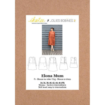 Elona Mum Blouse/Dress Sewing Pattern - Ladies 34/46 - Ikatee - Simplifi Fabric