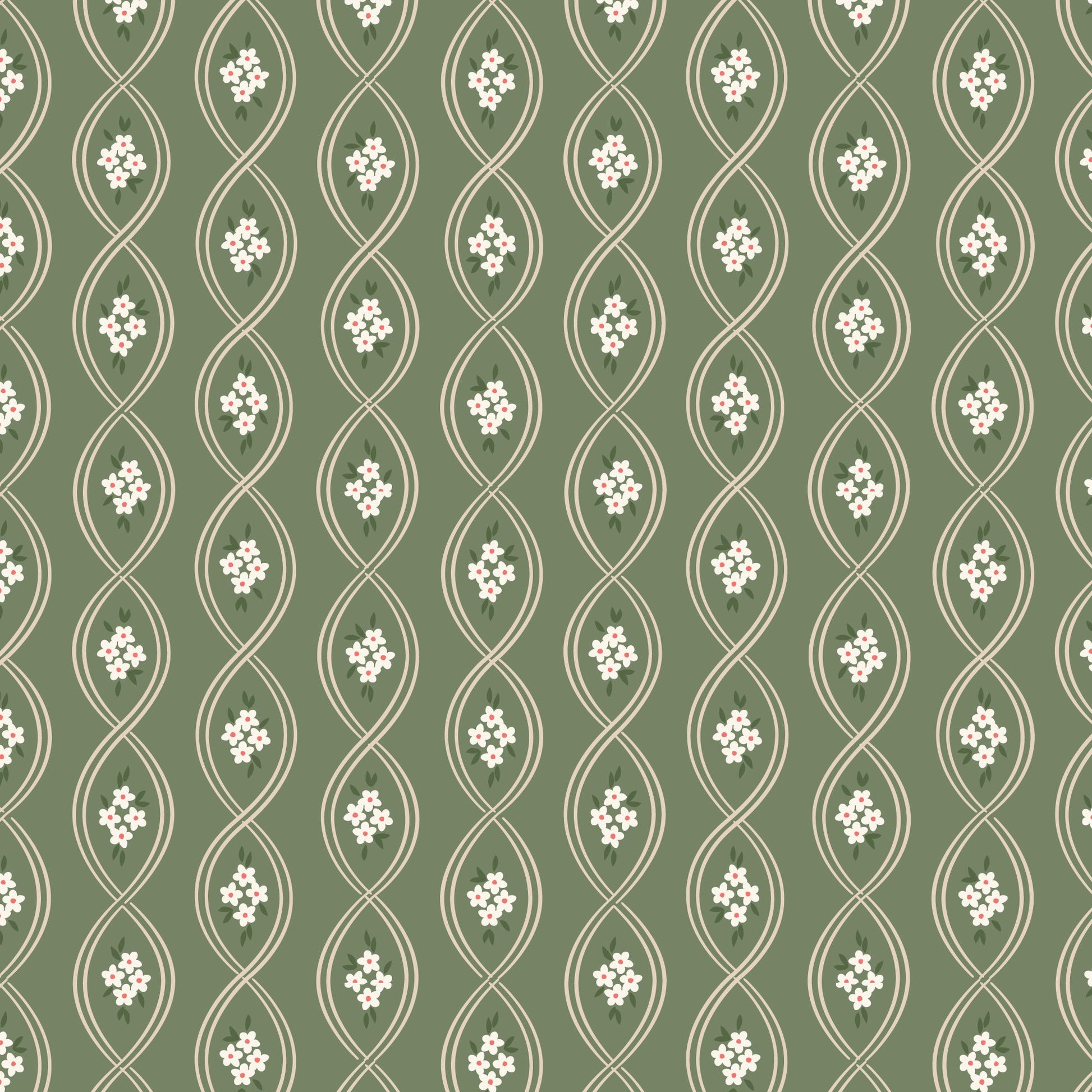 Entwined - Sage - Spring Showers - Ann Gardner - Cloud 9 Fabrics - Poplin - Simplifi Fabric