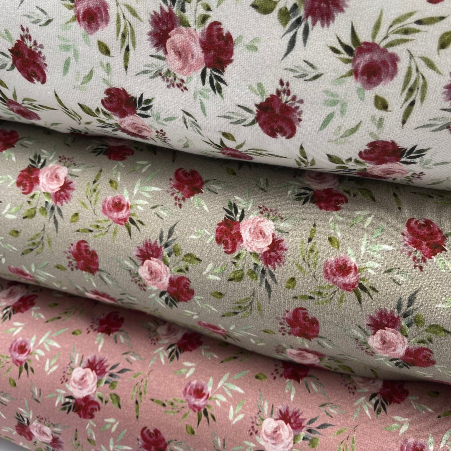 European Cotton Stretch Alpensweat - Romantic Roses - Oeko - Tex® - Old Rose - Simplifi Fabric