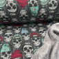 European Cotton Stretch Alpensweat - Skulls - Oeko - Tex® - Grey - Simplifi Fabric