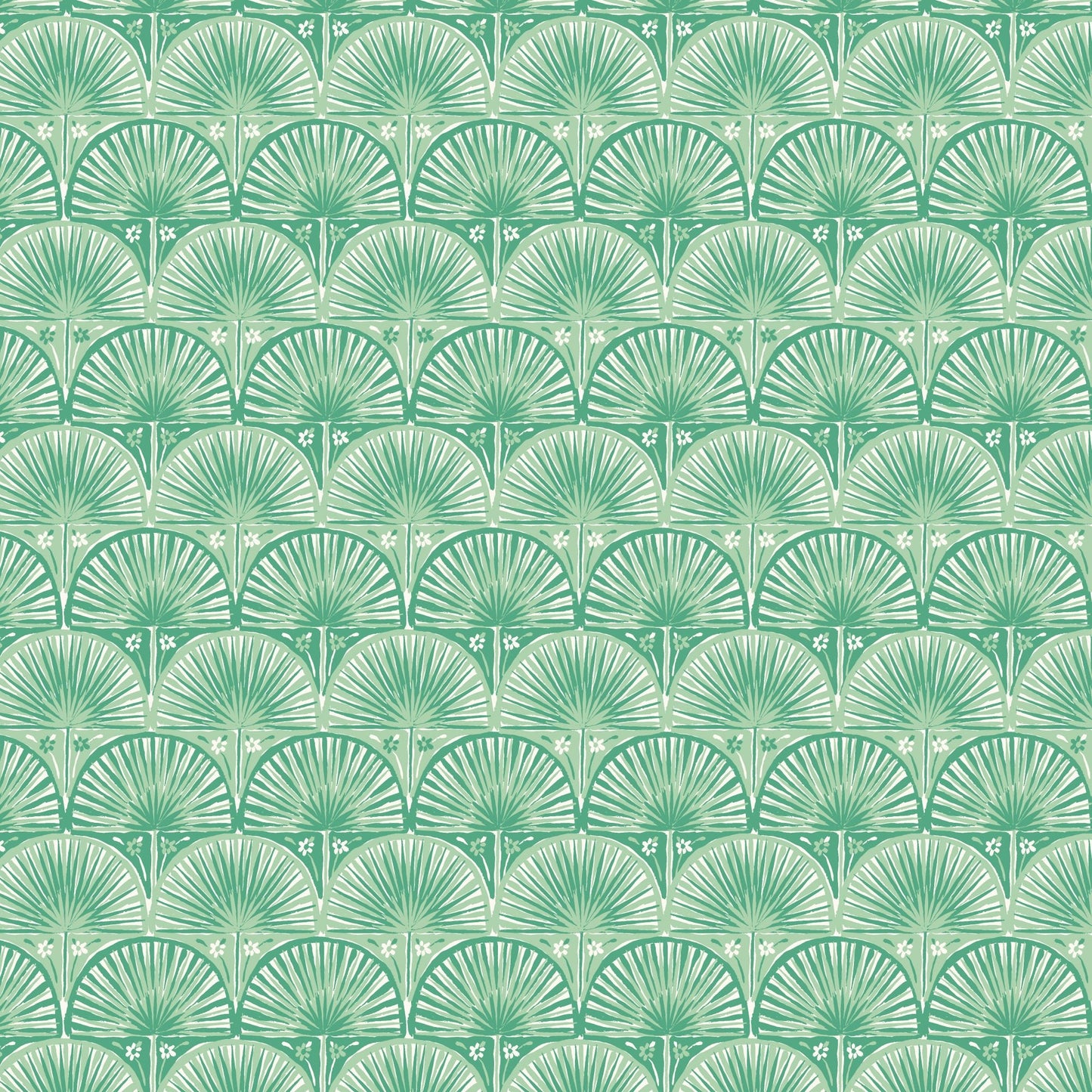 Fan Palm Scallop - Green - Nice Nice - Emily Taylor - Cloud 9 Fabrics - Poplin - Simplifi Fabric