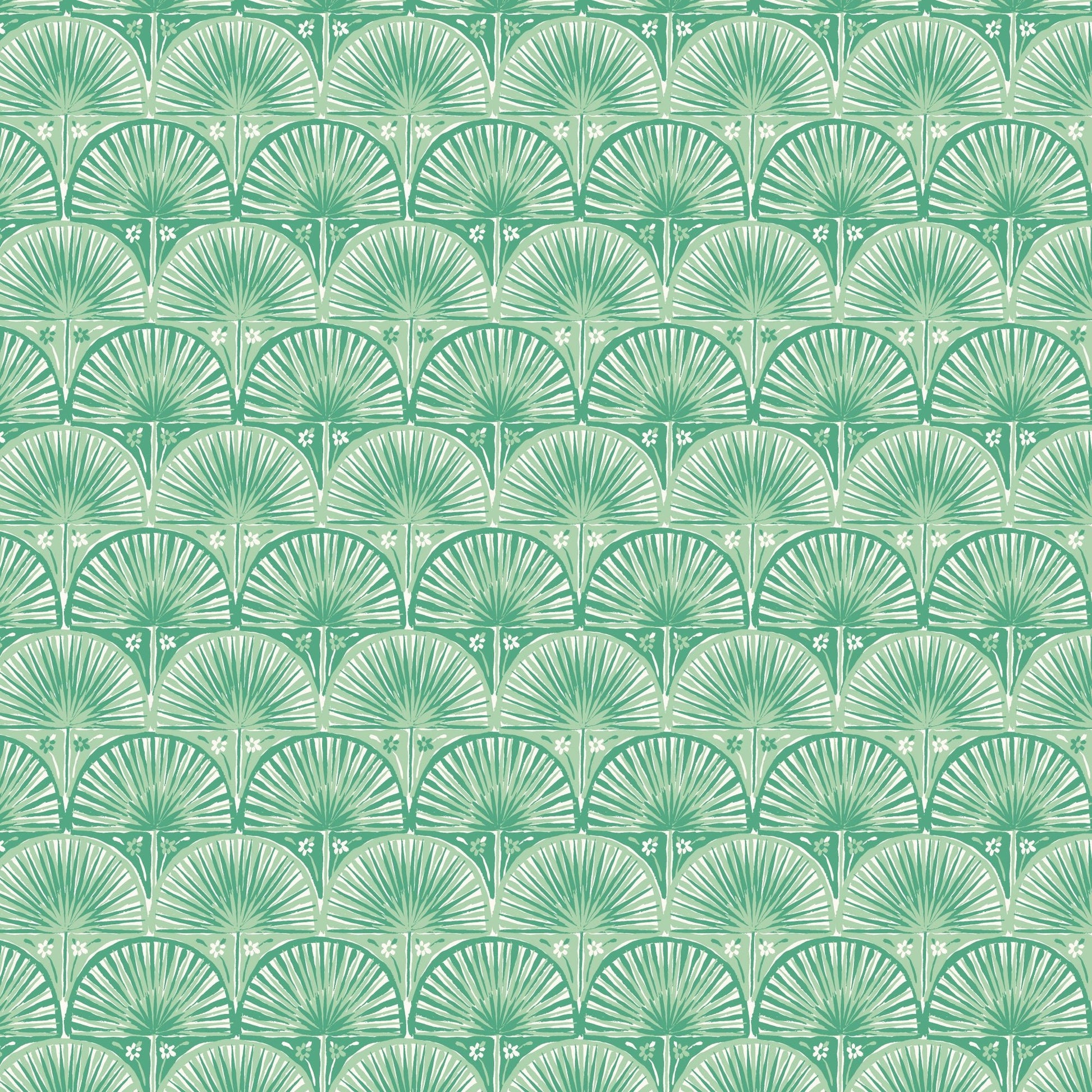 Fan Palm Scallop - Green - Nice Nice - Emily Taylor - Cloud 9 Fabrics - Poplin - Simplifi Fabric