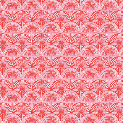 Fan Palm Scallop - Pink/Red - Nice Nice - Emily Taylor - Cloud 9 Fabrics - Poplin - Simplifi Fabric