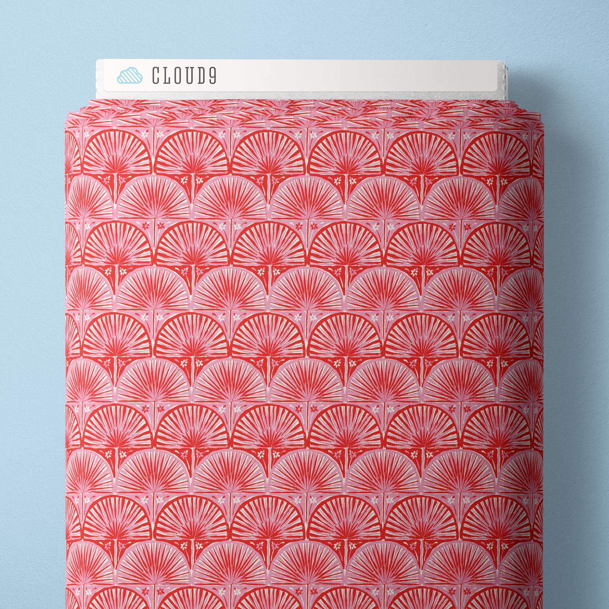 Fan Palm Scallop - Pink/Red - Nice Nice - Emily Taylor - Cloud 9 Fabrics - Poplin - Simplifi Fabric