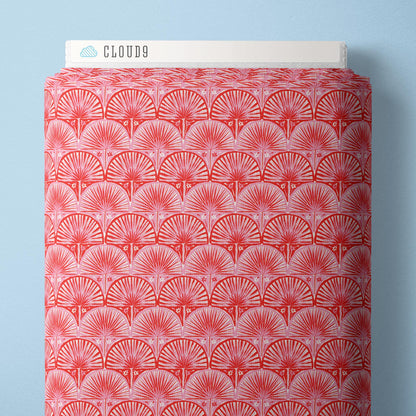 Fan Palm Scallop - Pink/Red - Nice Nice - Emily Taylor - Cloud 9 Fabrics - Poplin - Simplifi Fabric