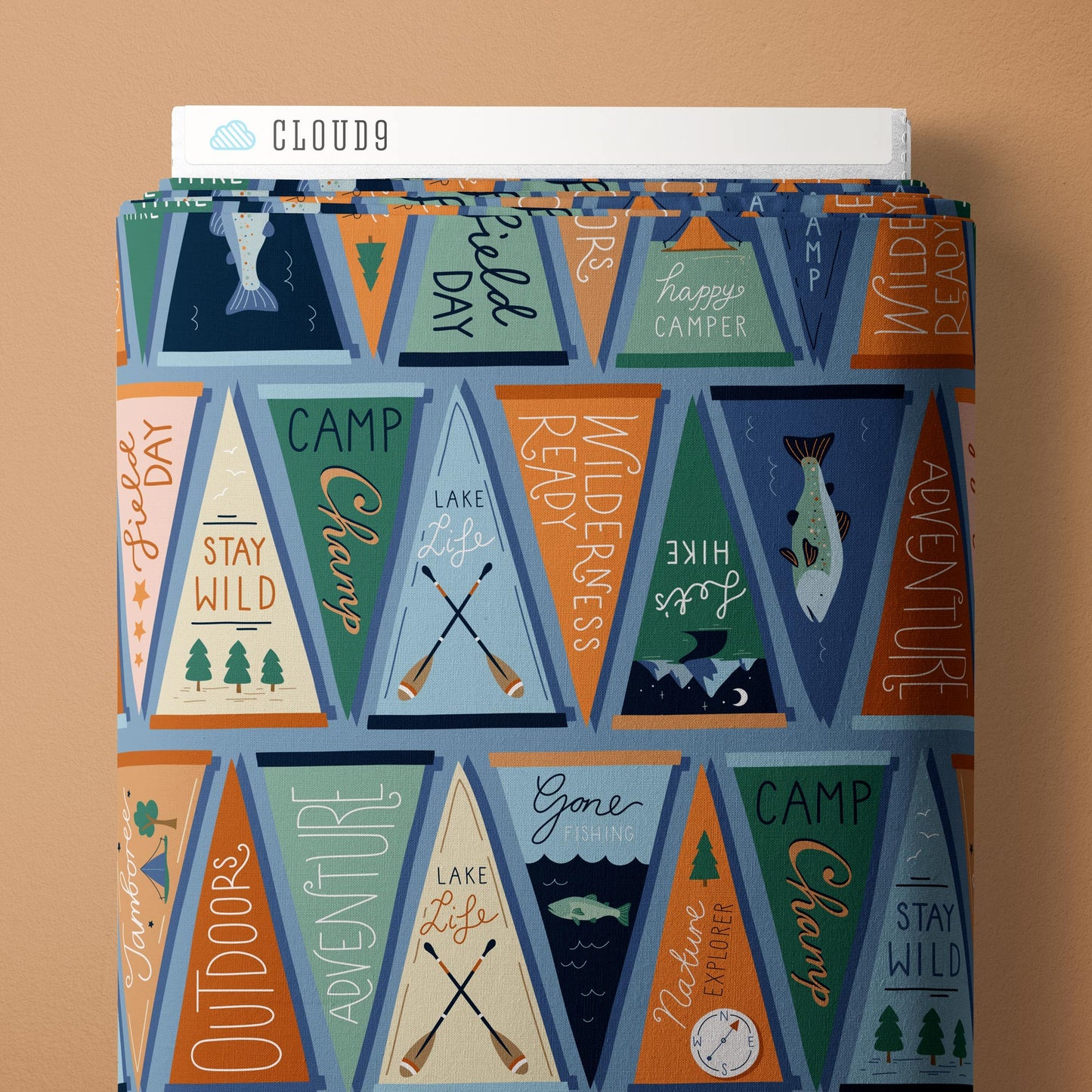 Field Pennants - Blue - Backwoods and Boots - Softly Studio - Cloud 9 Fabrics - Poplin - Simplifi Fabric