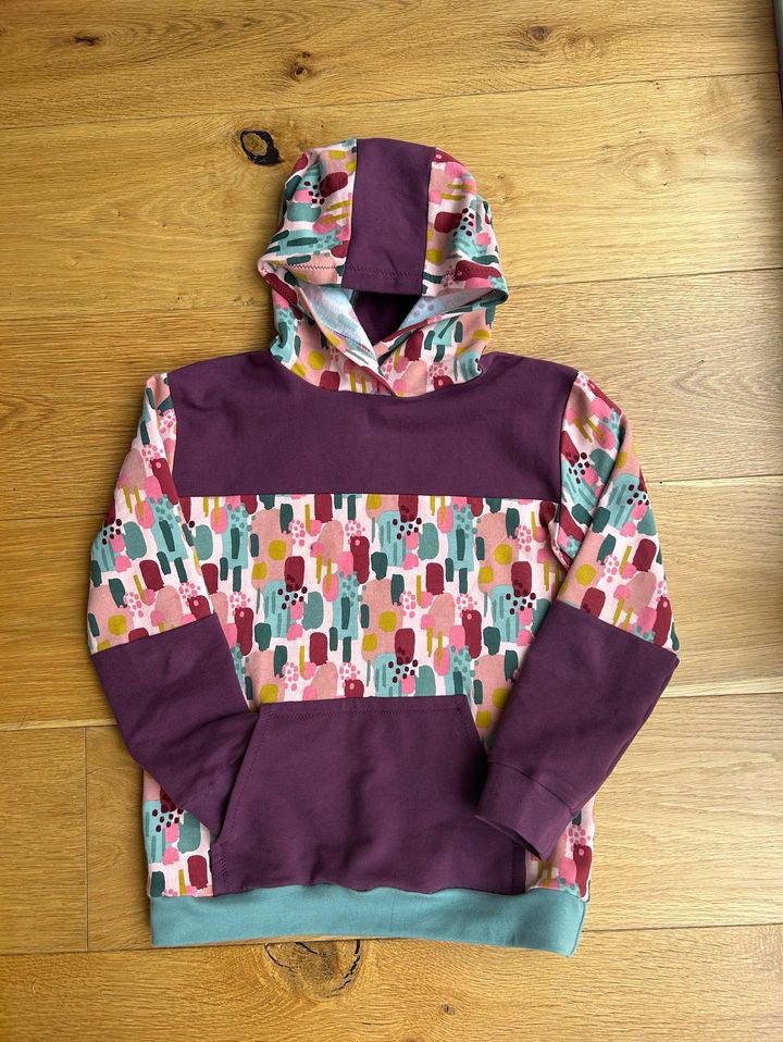 Finley Colour Blocked Hoodie - Kids Paper Sewing Pattern - Two Stitches Patterns - Simplifi Fabric