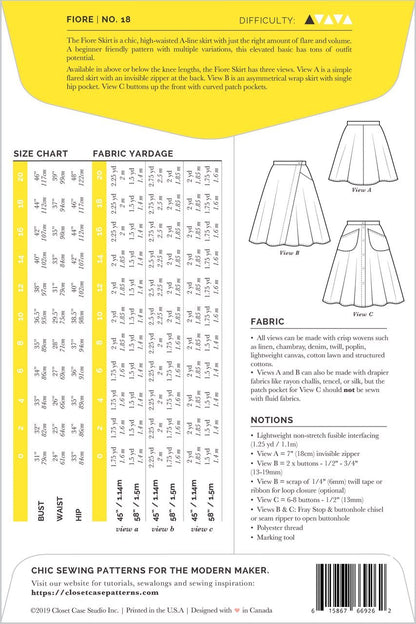 Fiore Skirt Pattern - Closet Core Patterns - Simplifi Fabric