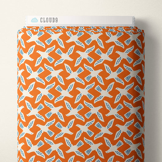 Flock - Orange - Orchard Deco - Ariana Martin - Cloud 9 Fabrics - Poplin - Simplifi Fabric