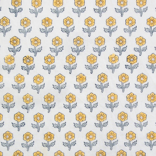 Flowerling - Yellow - Indian Block Prints Cottage - Fableism Supply Co. - Simplifi Fabric
