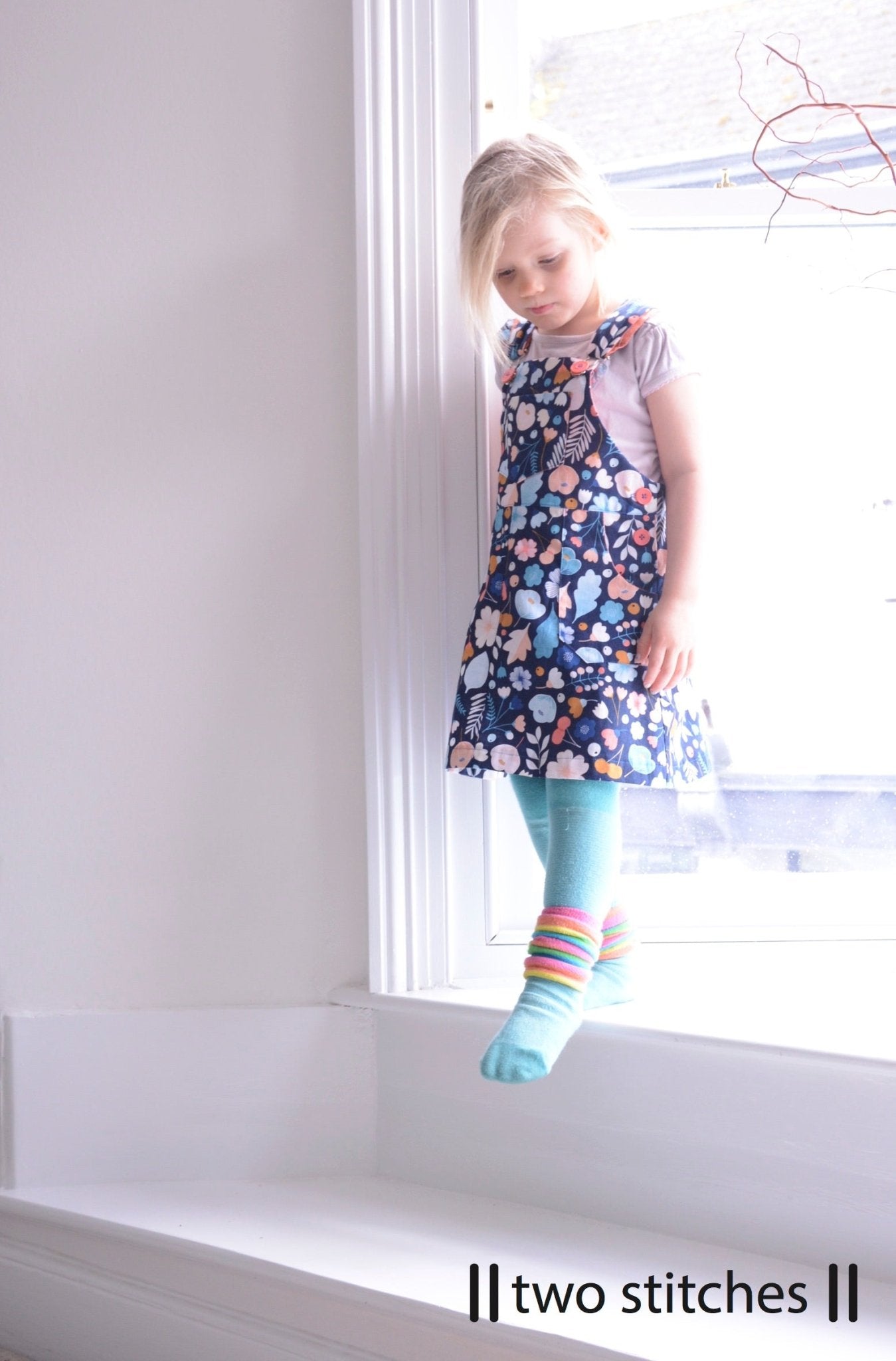 Freddie Dungarees & Dress (3 - 9 Years) - Kids Paper Sewing Pattern - Two Stitches Patterns - Simplifi Fabric