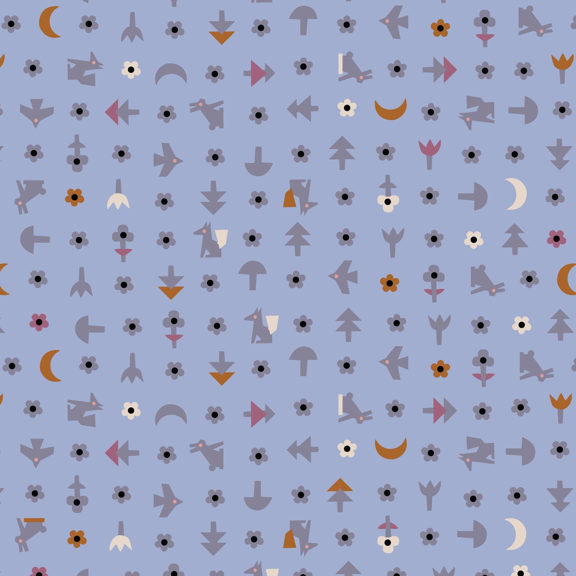 Free Bird - Blue - Fern Grove - Leah Duncan - Cloud 9 Fabrics - Poplin - Simplifi Fabric