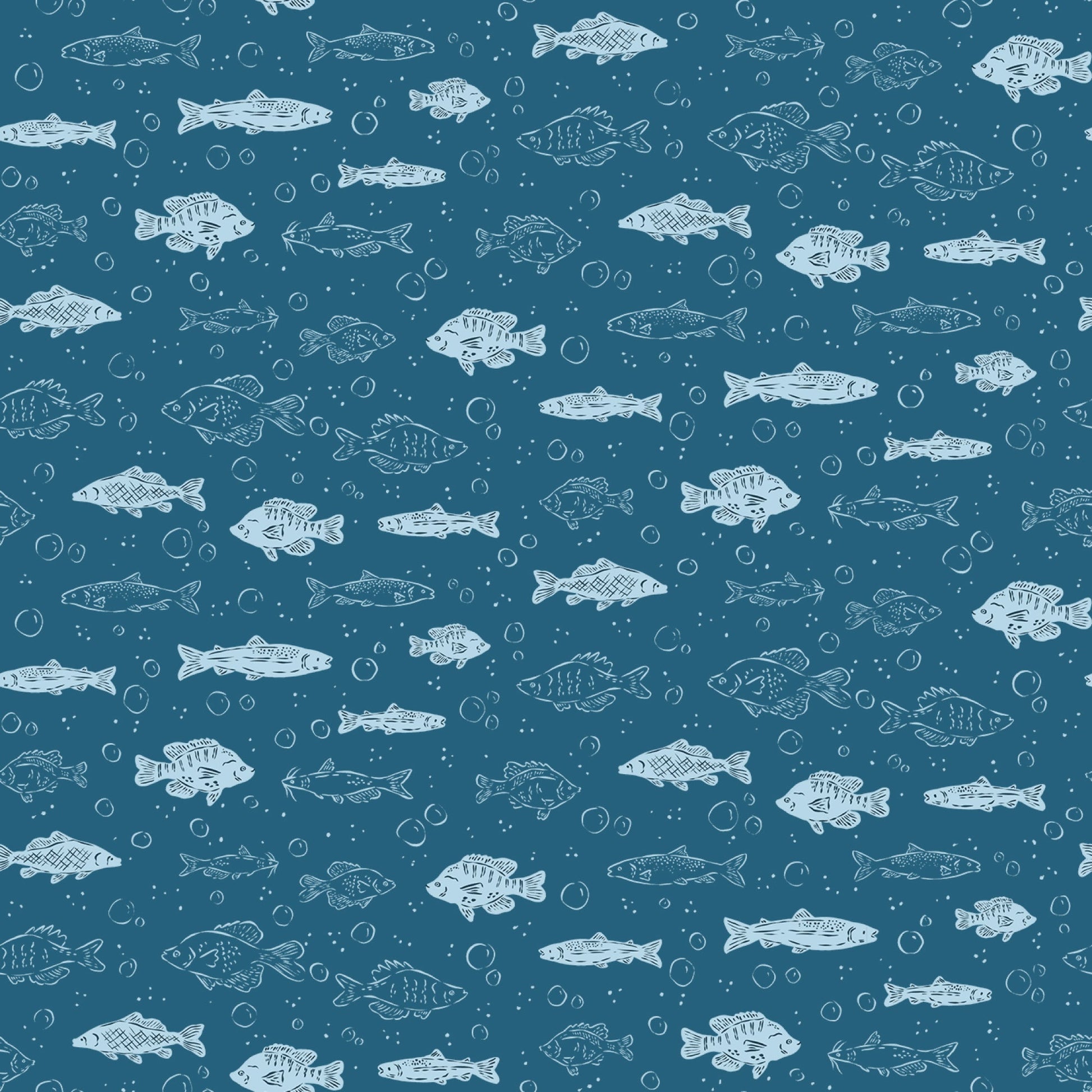 Freshwater Fish - Camp Canine - Krissy Mast - Cloud 9 Fabrics - Poplin - Simplifi Fabric