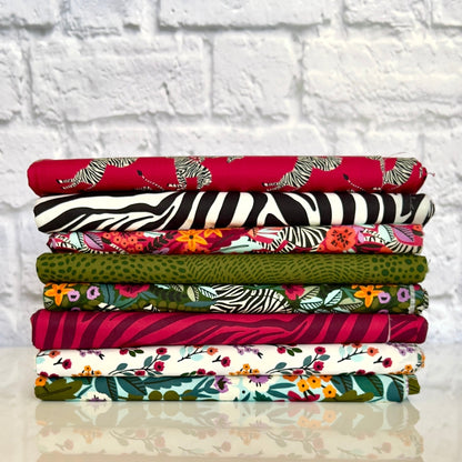 Frolicking Zebras Red - Zebras - Maria Galybina - Cloud 9 Fabrics - Poplin - Simplifi Fabric