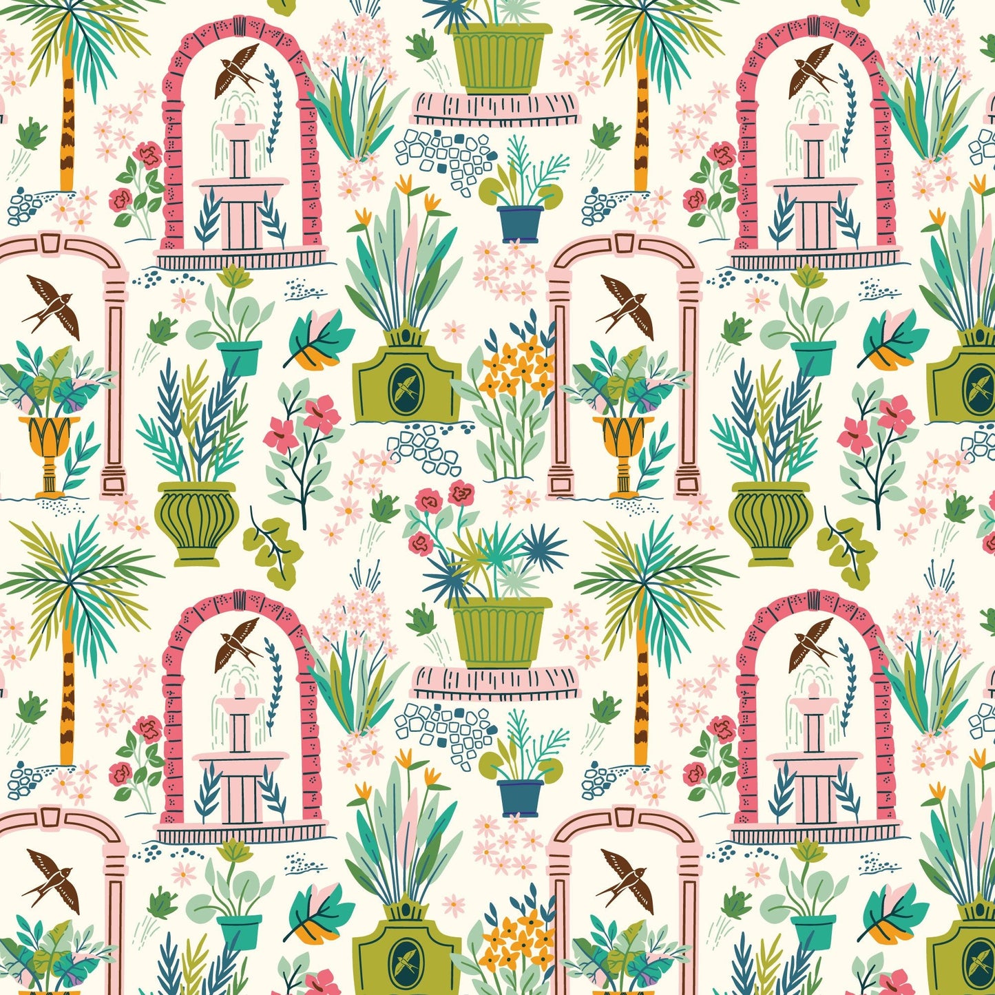 Garden - Ivory - Bohemian Paradise - Maria Galybina - Cloud 9 Fabrics - Poplin - Simplifi Fabric
