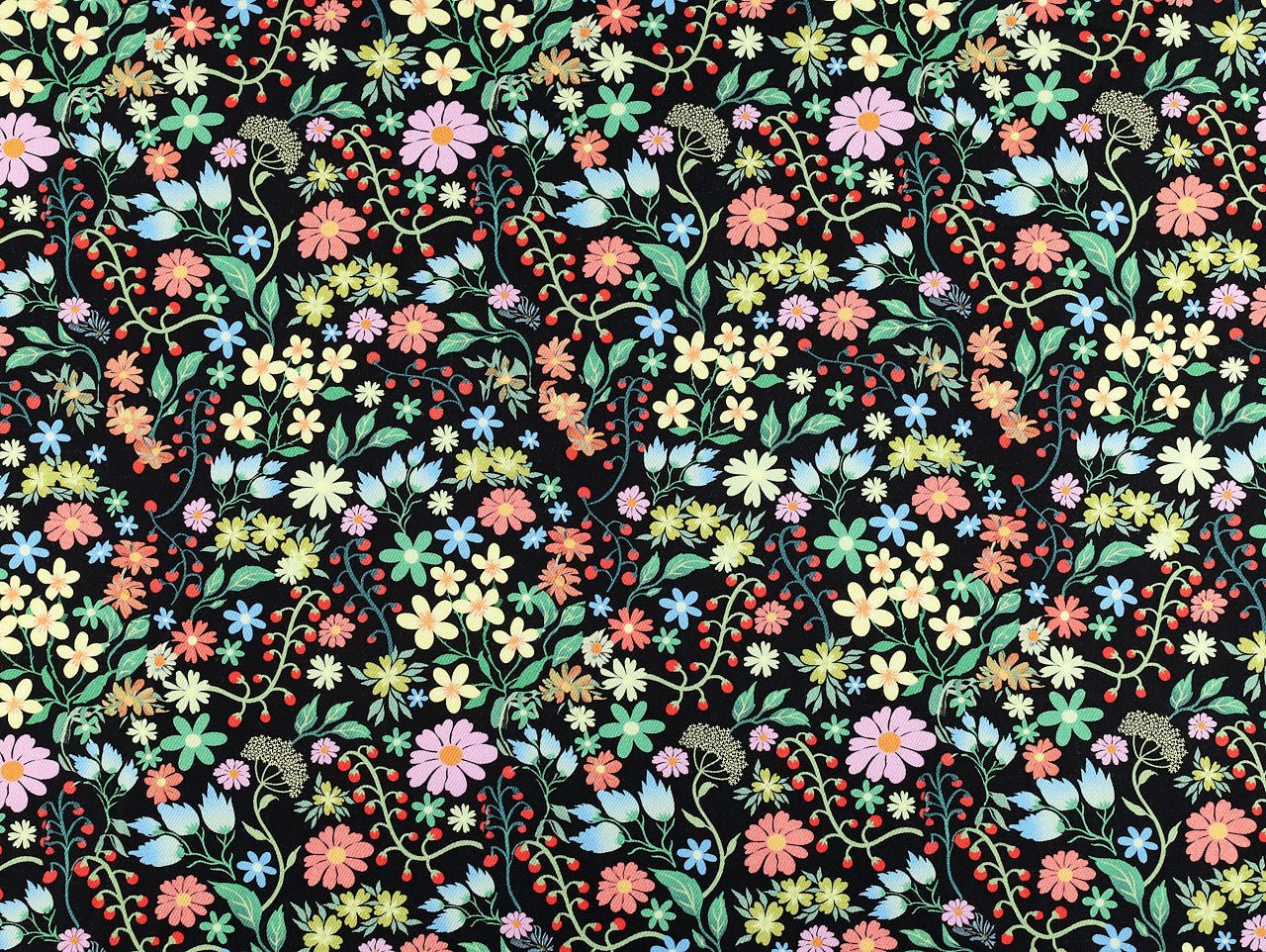 Garden Vine Denim - Black - Oeko - Tex 100 - Fabric Godmother - Simplifi Fabric