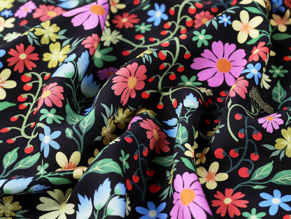 Garden Vine Viscose Twill - Black - Oeko - Tex 100 - Fabric Godmother - Simplifi Fabric