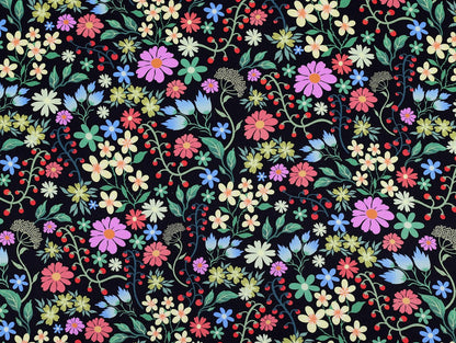 Garden Vine Viscose Twill - Black - Oeko - Tex 100 - Fabric Godmother - Simplifi Fabric