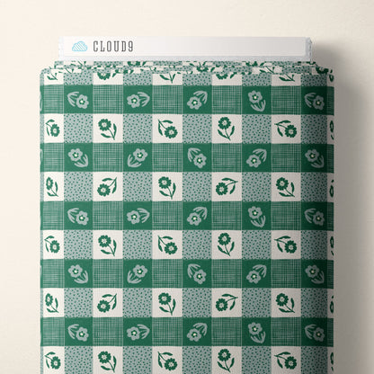 Gingham - Blue/Green - Happy Homestead - Samantha Johnson - Cloud 9 Fabrics - Poplin - Simplifi Fabric
