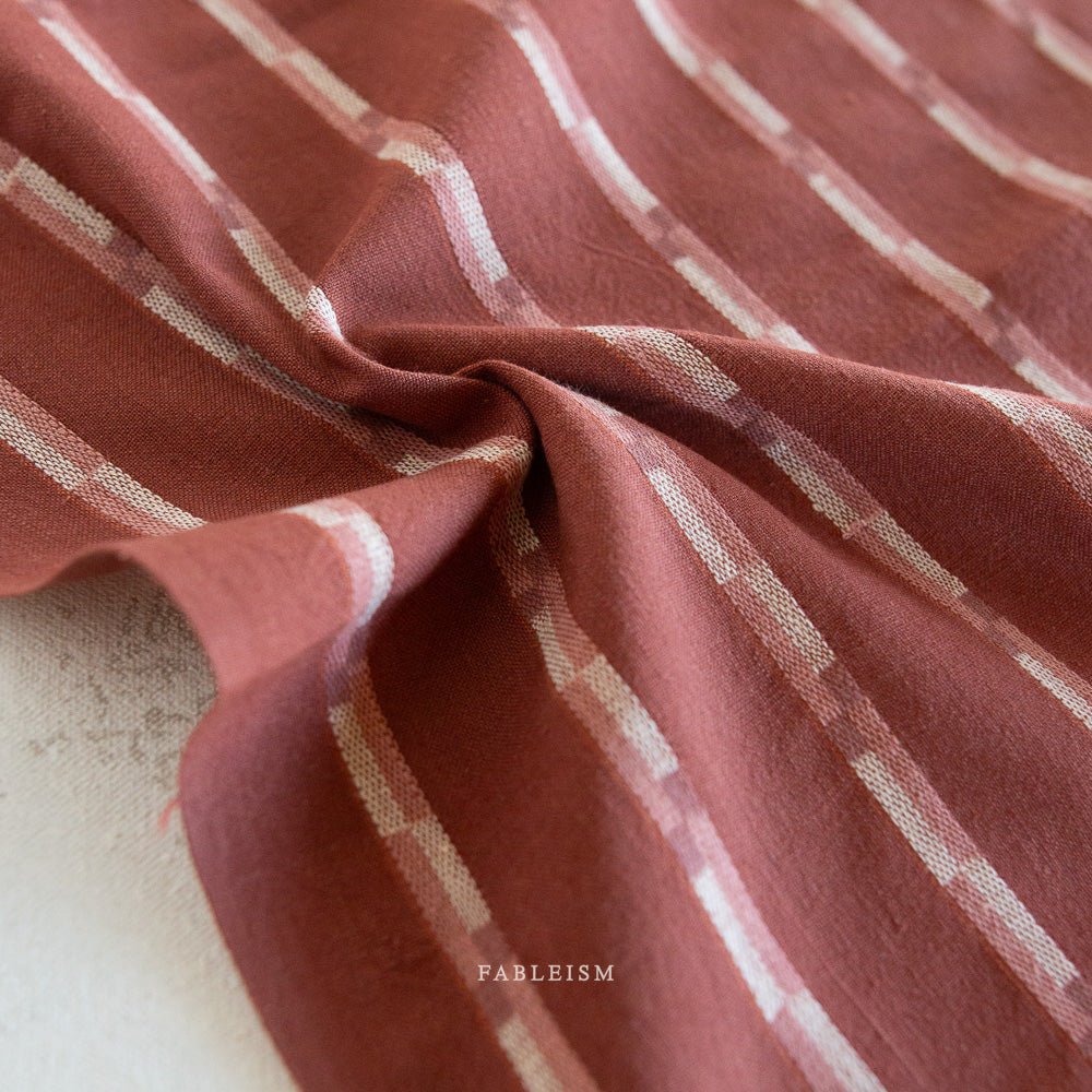 Golden Hour - Track Stripe - Red Dahlia - Fableism Supply Co. - Simplifi Fabric