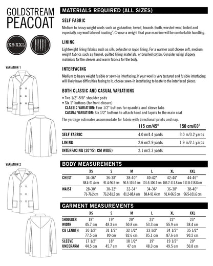 Goldstream Peacoat Mens PDF Sewing Pattern - Thread Theory - Simplifi Fabric