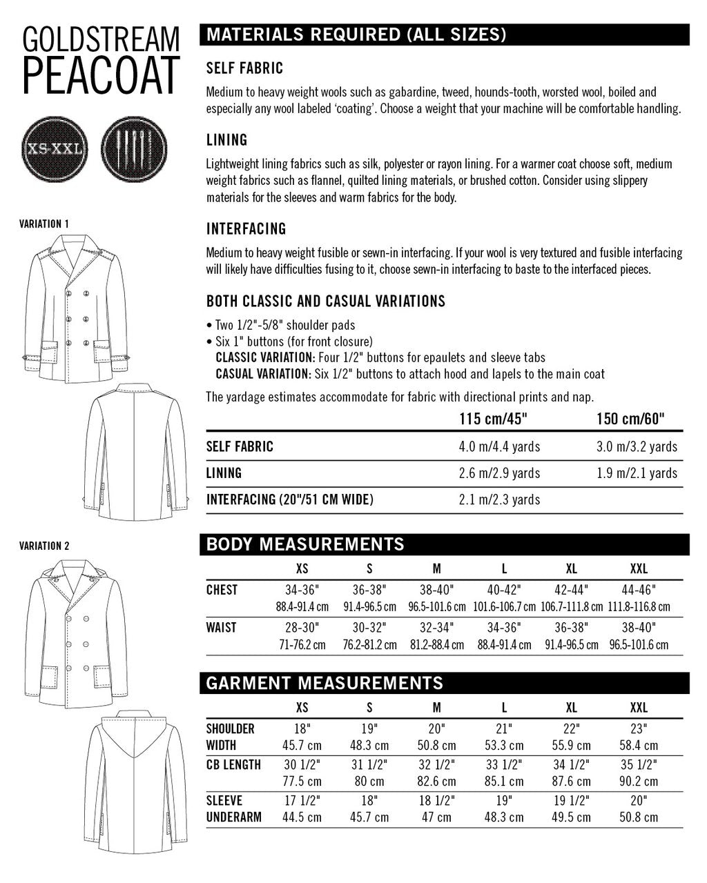 Goldstream Peacoat Pattern - Thread Theory - Simplifi Fabric