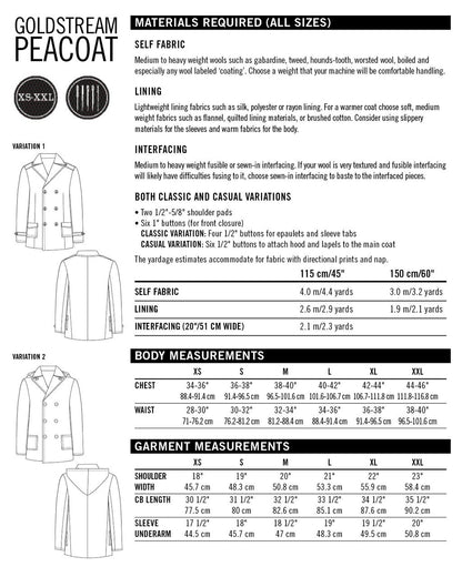 Goldstream Peacoat Pattern - Thread Theory - Simplifi Fabric