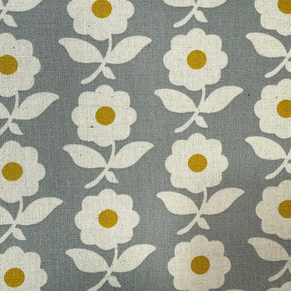 Flowers Cotton-Linen Canvas - Japanese Import - Grey/Gold/Natural