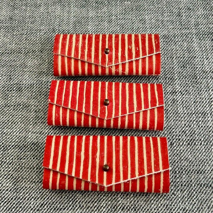 Handmade Needle Wallet - Red Stripe Leather - Dhurata Davies - Simplifi Fabric