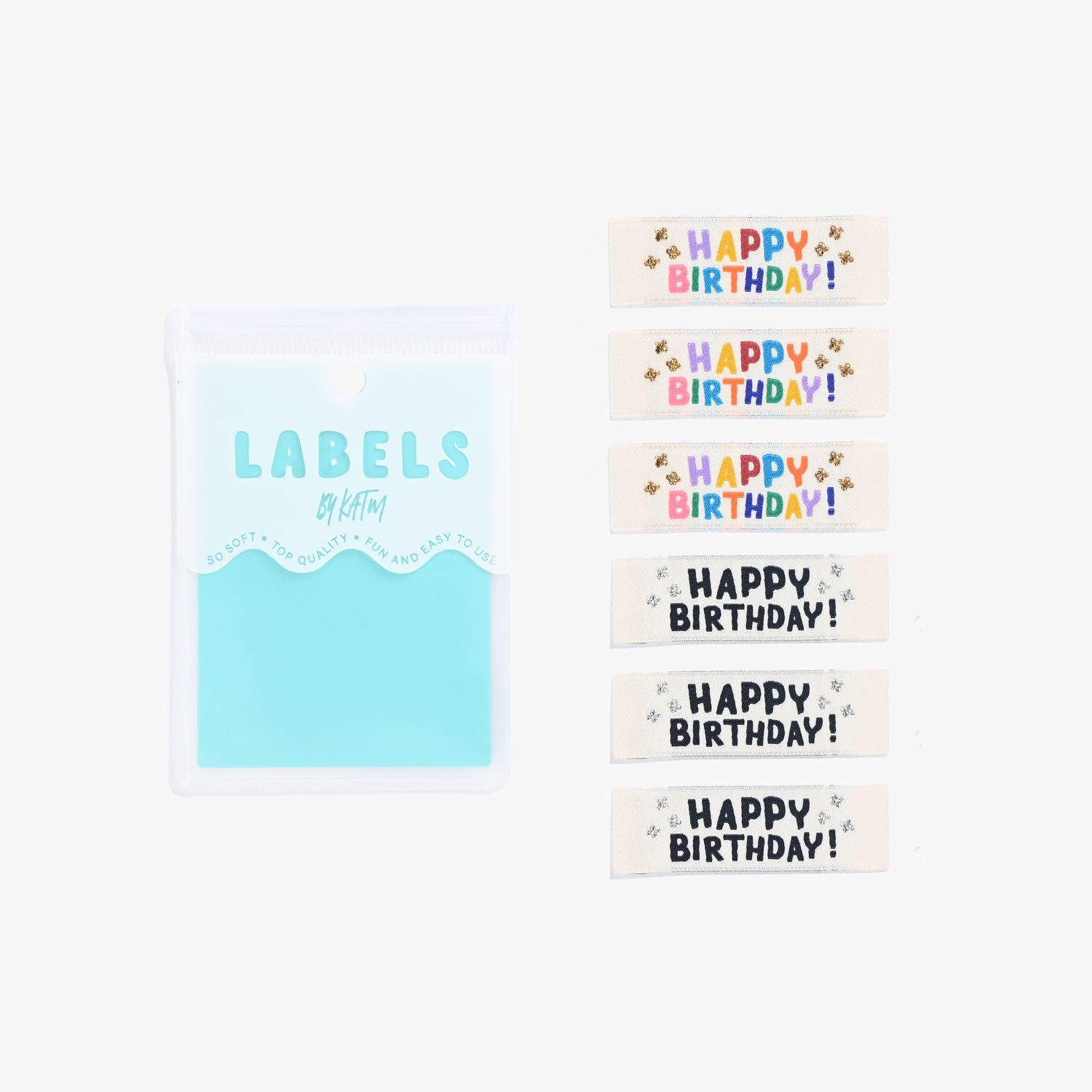 "Happy Birthday!" Woven Label Pack - Kylie And The Machine - Simplifi Fabric