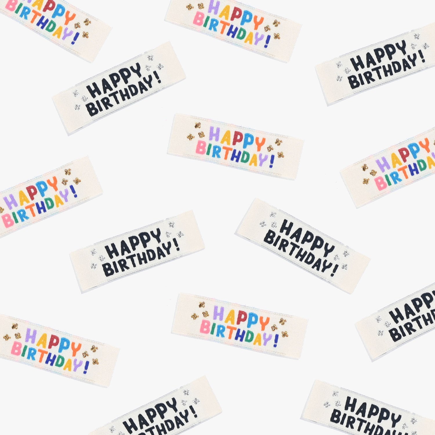 "Happy Birthday!" Woven Label Pack - Kylie And The Machine - Simplifi Fabric