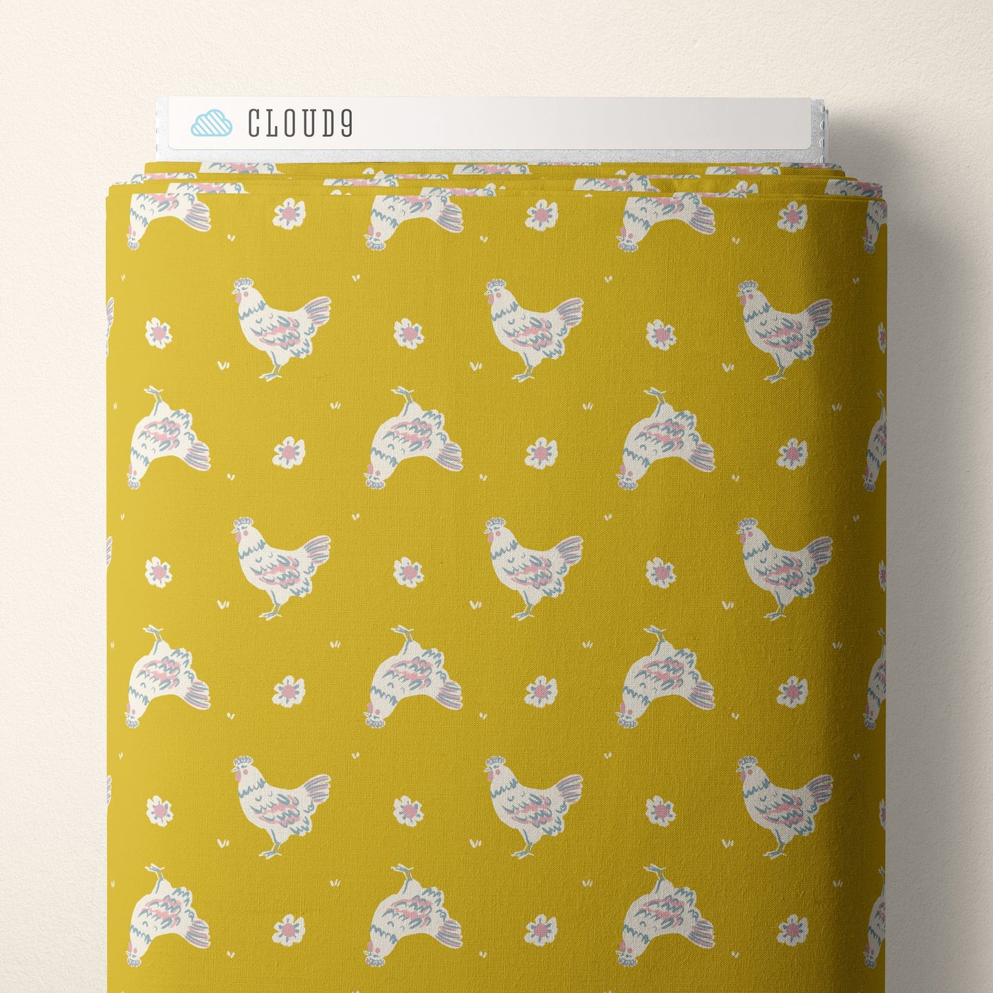 Happy Hens - Gold - Happy Homestead - Samantha Johnson - Cloud 9 Fabrics - Poplin - Simplifi Fabric