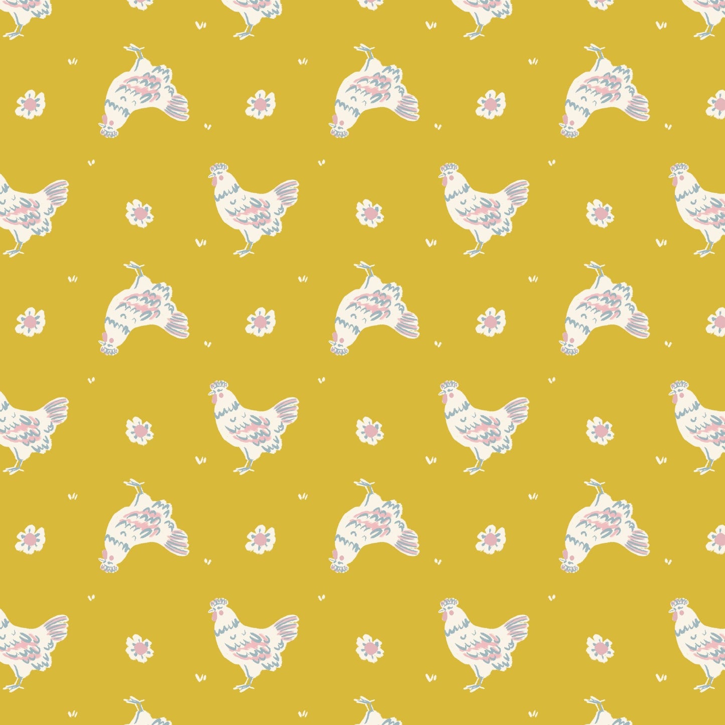 Happy Hens - Gold - Happy Homestead - Samantha Johnson - Cloud 9 Fabrics - Poplin - Simplifi Fabric