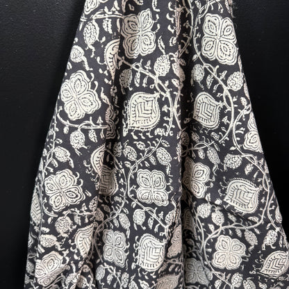 Petal Path Black  - Bagru Indian Cotton Block Print