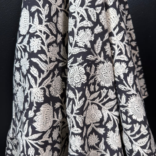 Meadow Black  - Bagru Indian Cotton Block Print