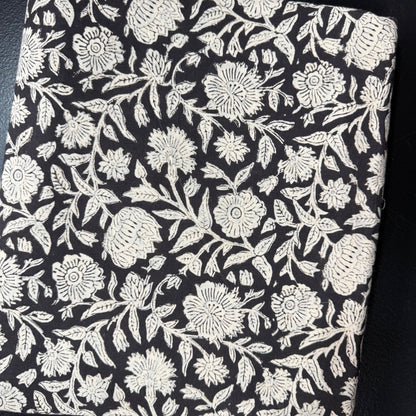 Meadow Black  - Bagru Indian Cotton Block Print