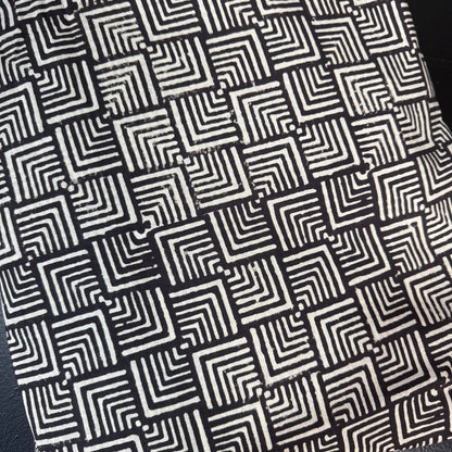 Maze Blocks Black - Bagru Indian Cotton Block Print