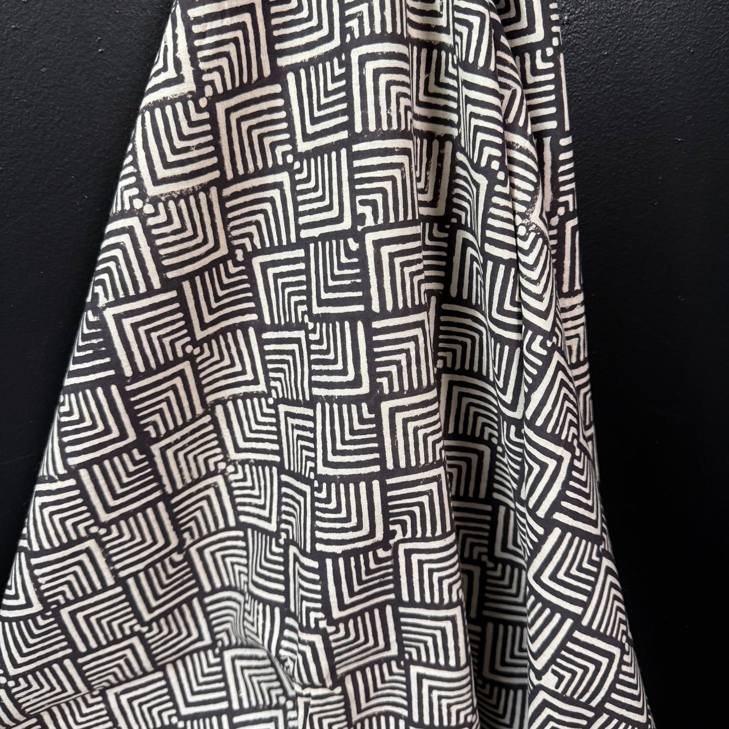 Maze Blocks Black - Bagru Indian Cotton Block Print