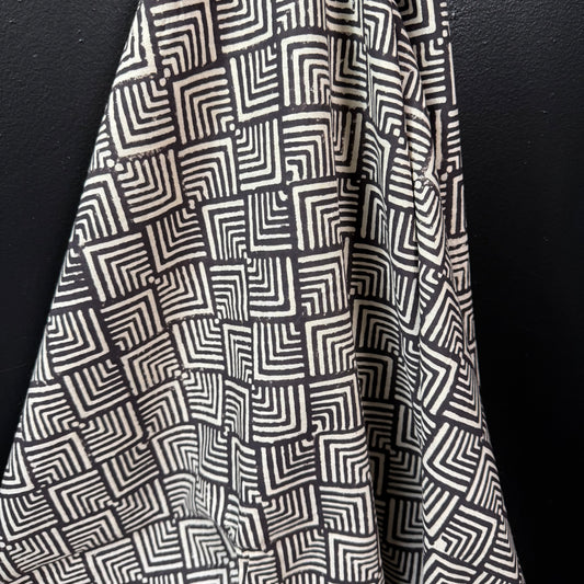 Maze Blocks Black - Bagru Indian Cotton Block Print