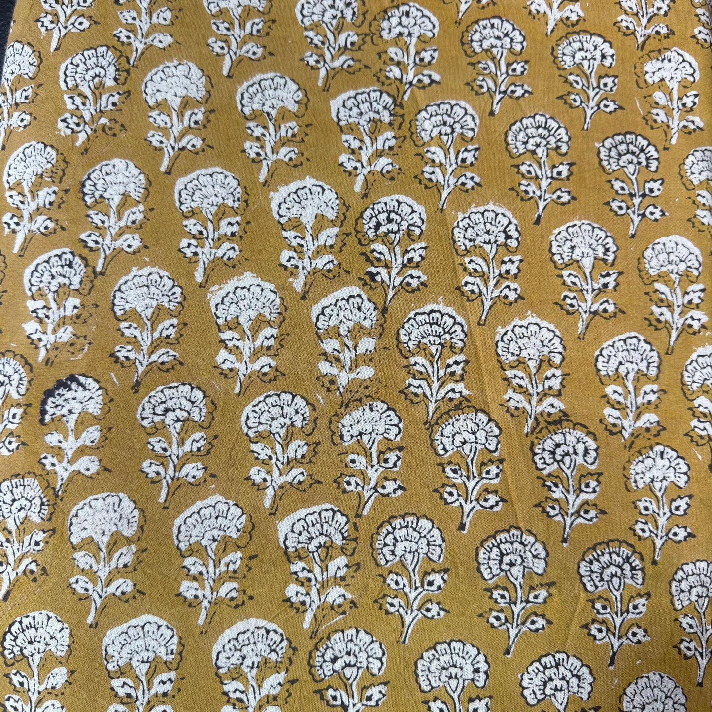 Harvest Bloom Mustard  - Bagru Indian Cotton Block Print