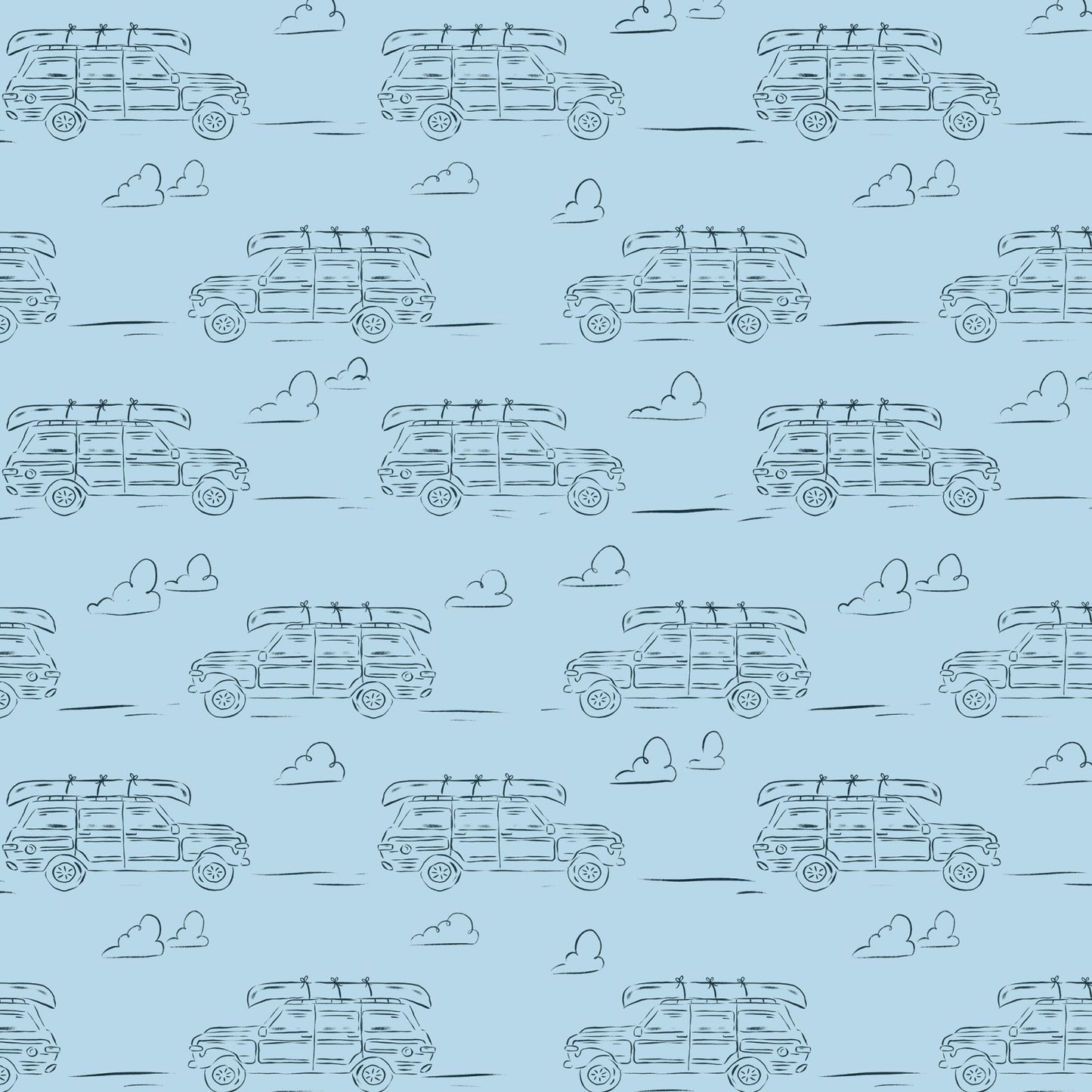 Headed for Adventure - Blue - Camp Canine - Krissy Mast - Cloud 9 Fabrics - Poplin - Simplifi Fabric