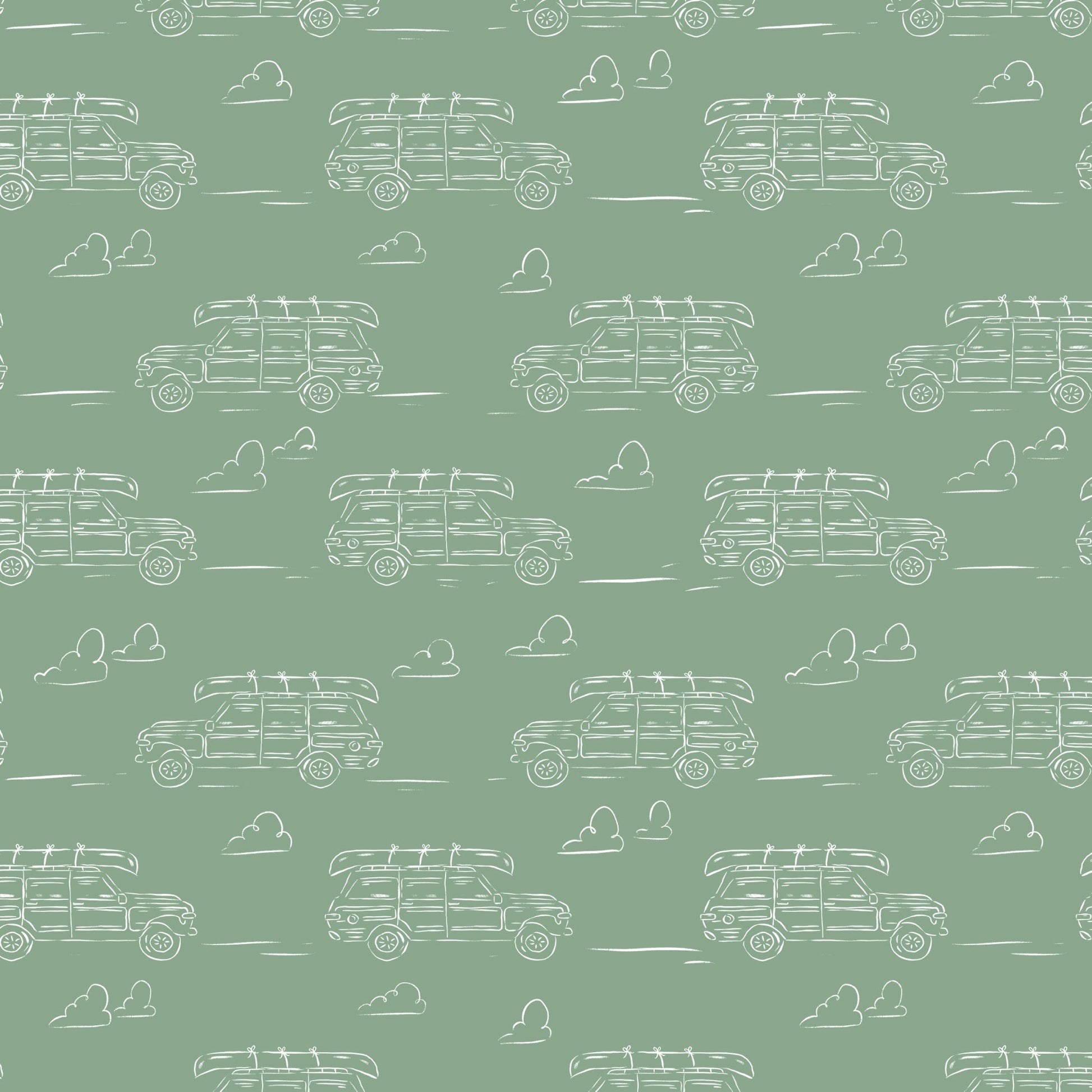 Headed for Adventure - Green - Camp Canine - Krissy Mast - Cloud 9 Fabrics - Poplin - Simplifi Fabric