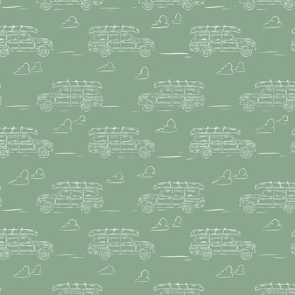 Headed for Adventure - Green - Camp Canine - Krissy Mast - Cloud 9 Fabrics - Poplin - Simplifi Fabric